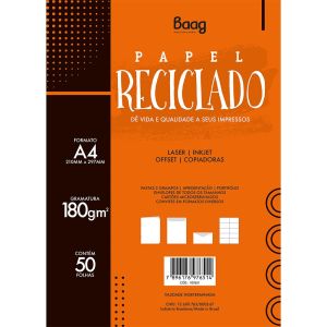 Papel A4 Reciclado 180g Com 50 Folhas | Bag 1