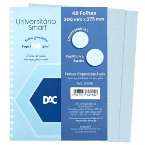 Refil para Caderno Universitário Smart Azul 48 folhas | Dac 1