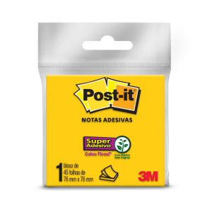 Bloco de Notas Super Adesivas Post-it® Amarelo Neon 76 mm x 76 mm - 45 folhas - 3M 1
