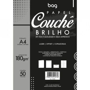 Papel A4 Couchê Brilho Com 50 Folhas 180G Branco | Bag 1