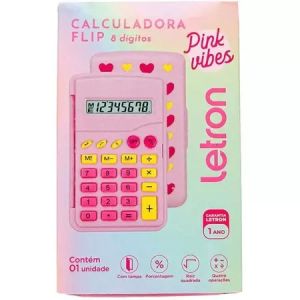 Calculadora de Bolso Flip Estampada Pink 8 Dígitos | Leonora 1